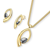 CONJUNTO HEMATITA DETALHE ELEGANTE DOURADO